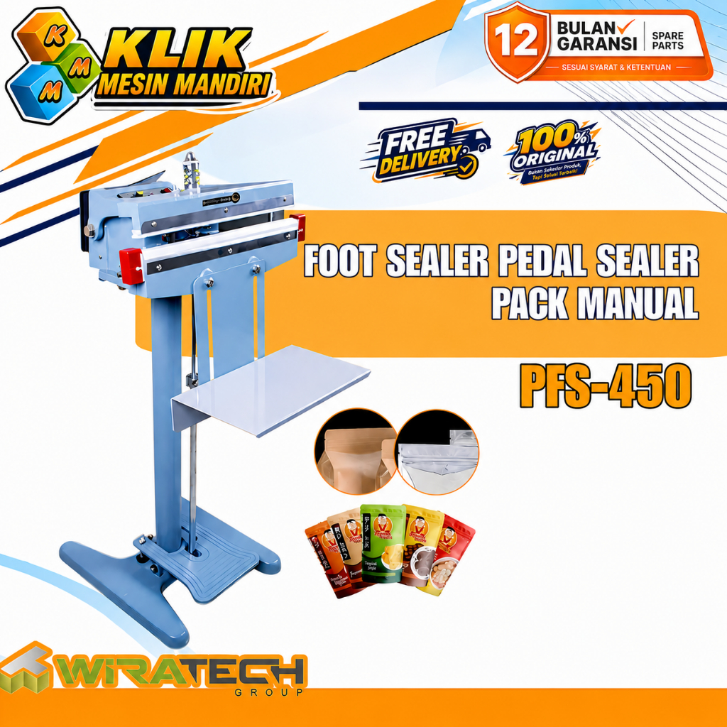 Mesin Foot Sealer Pedal Sealer Packing Plastik PFS-450 WIRATECH