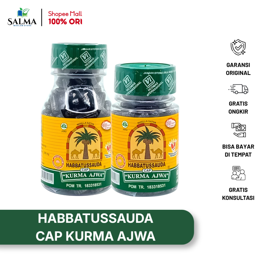Habbatussauda Cap Kurma Ajwa 120 Kapsul & 210 Kapsul Serbuk Jintan Hitam