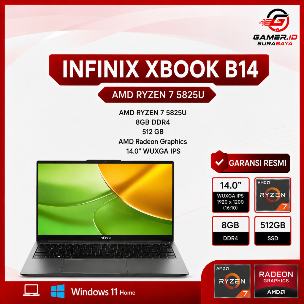 LAPTOP INFINIX XBOOK B14 RYZEN 7 5825U - 8GB 512GB 14.0WUXGA IPS