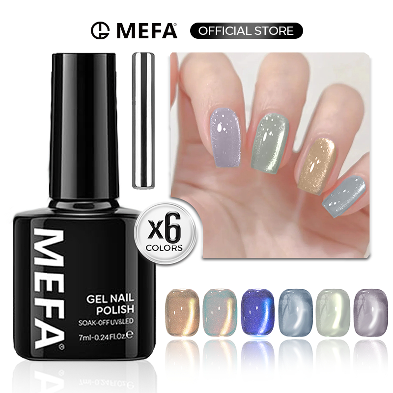 MEFA Cat Kuku Gel Nail Polish, 6 Warna Green Glitter Nail Polish Gel Dark Avocado Sage Green Evergre