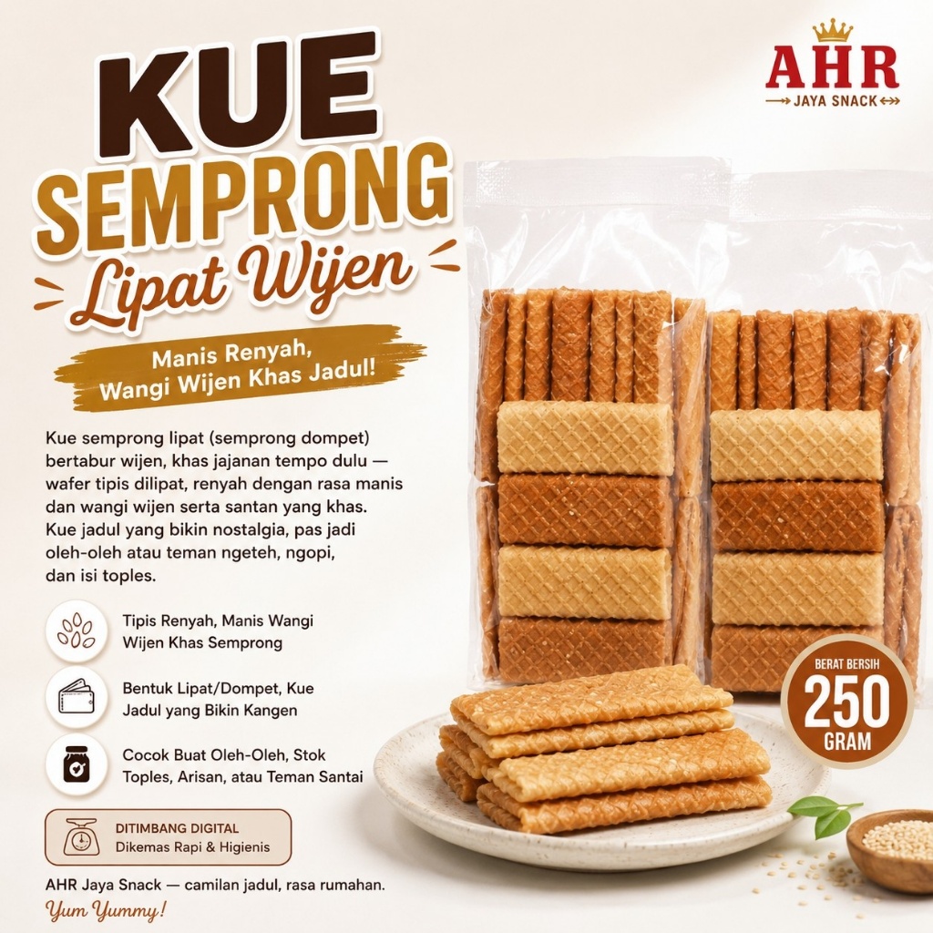 Kue Semprong Lipat Wijen 250gr | Semprong Dompet Kapit Wijen Jadul Manis