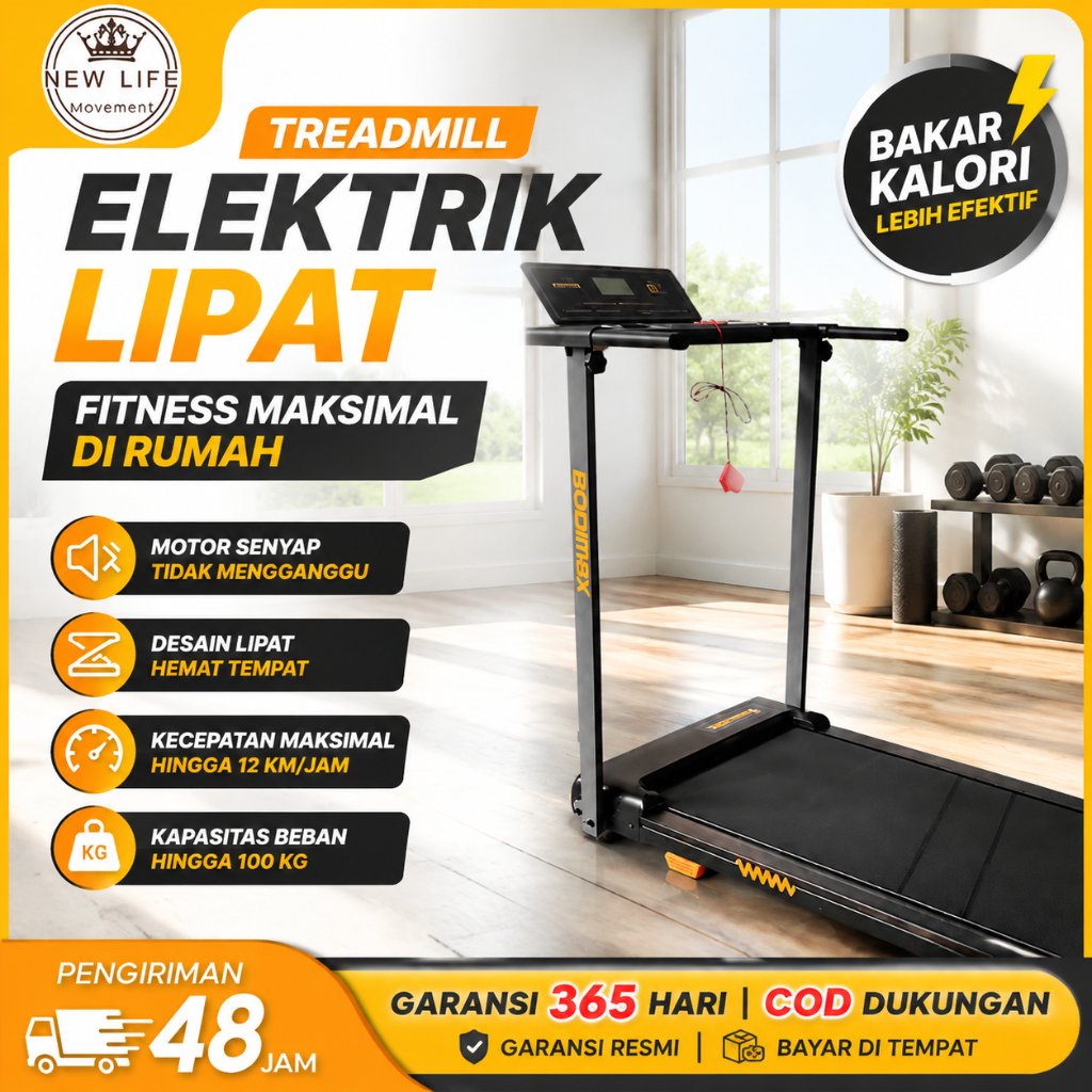 Treadmill Lipat Treadmill Elektrik Bluetooth Musik Treadmill Portable