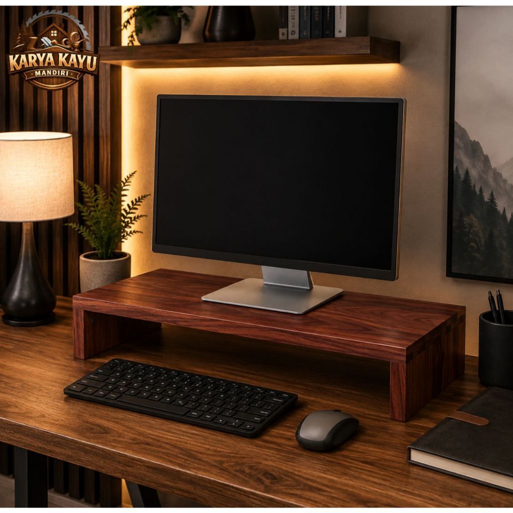 Stand Meja Monitor/Meja Monitor/Dudukan Monitor Kayu mahoni /Stand Laptop