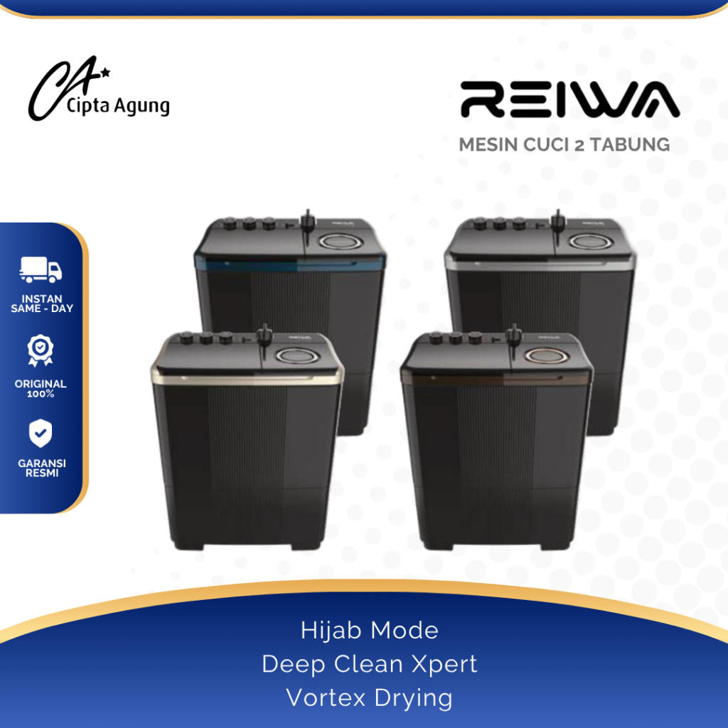 REIWA MESIN CUCI 2 TABUNG 7 8 9 11 KG WS0803 WS 0803 WS0903 0903 WS1003 1003 WS1203 1203 CHAMPAGNE S