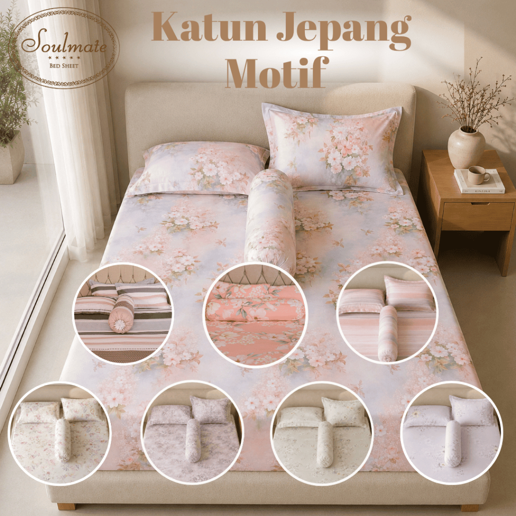 Sprei Set Katun Jepang Secret Garden Collection Cotton Sateen Soulmate Bedsheet