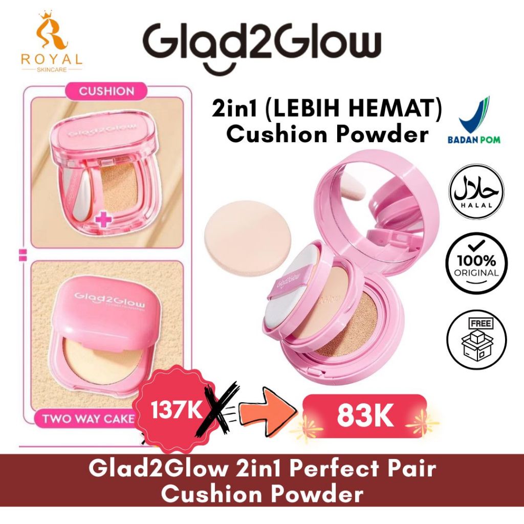 GLAD2GLOW 2in1 Cushion Powder | 02 Praline | 03 Custard