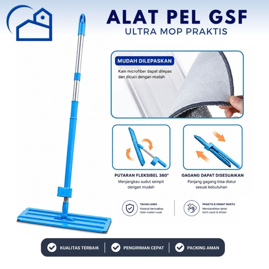 HOMESTATION - Alat Pel Lantai GSF Flat Mop Praktis Ultra Mop Hand Free Hand Free Mop 3145