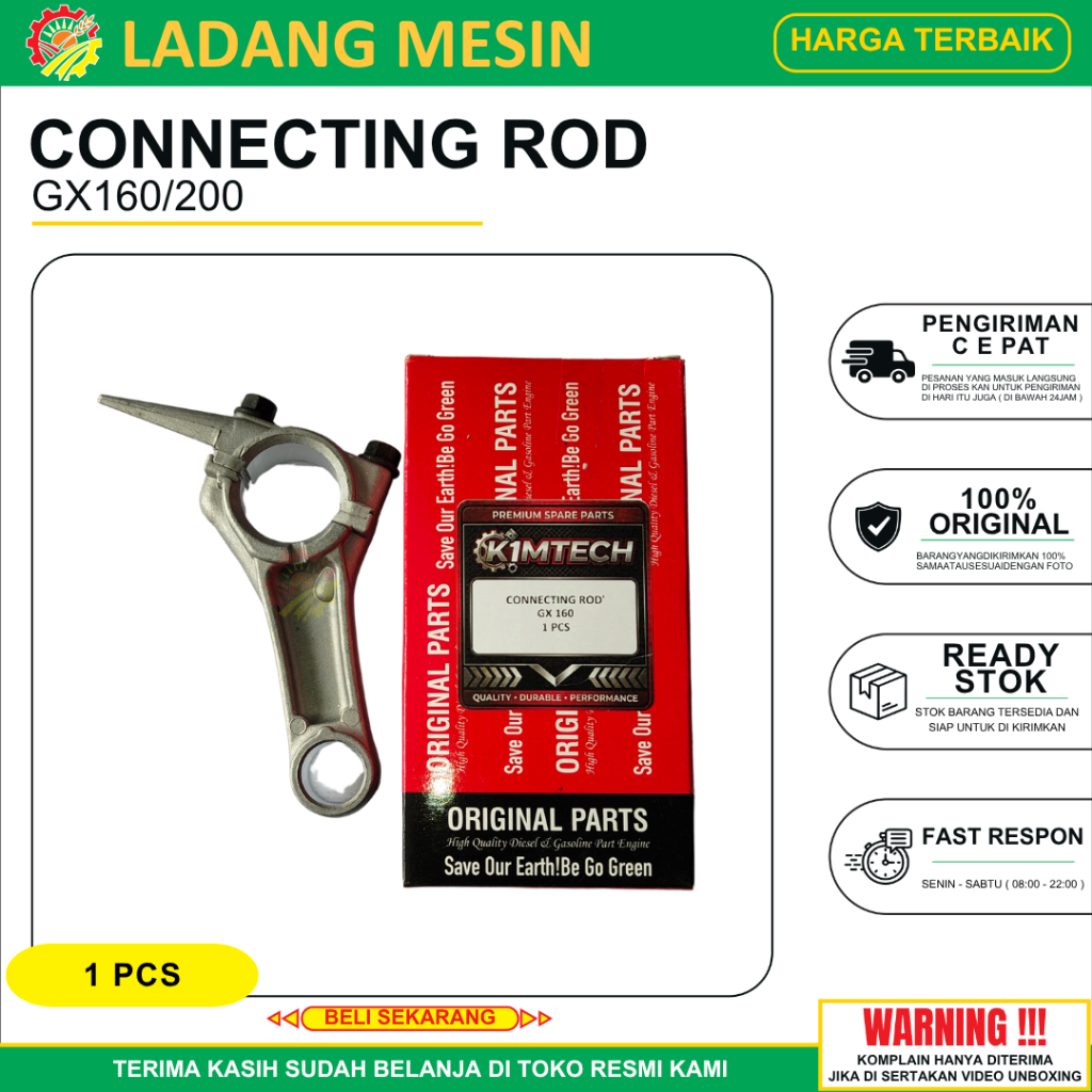 Stang Seher Connecting Rod GX160 GX200 STD / Stang Piston Engine Honda GX 160 200