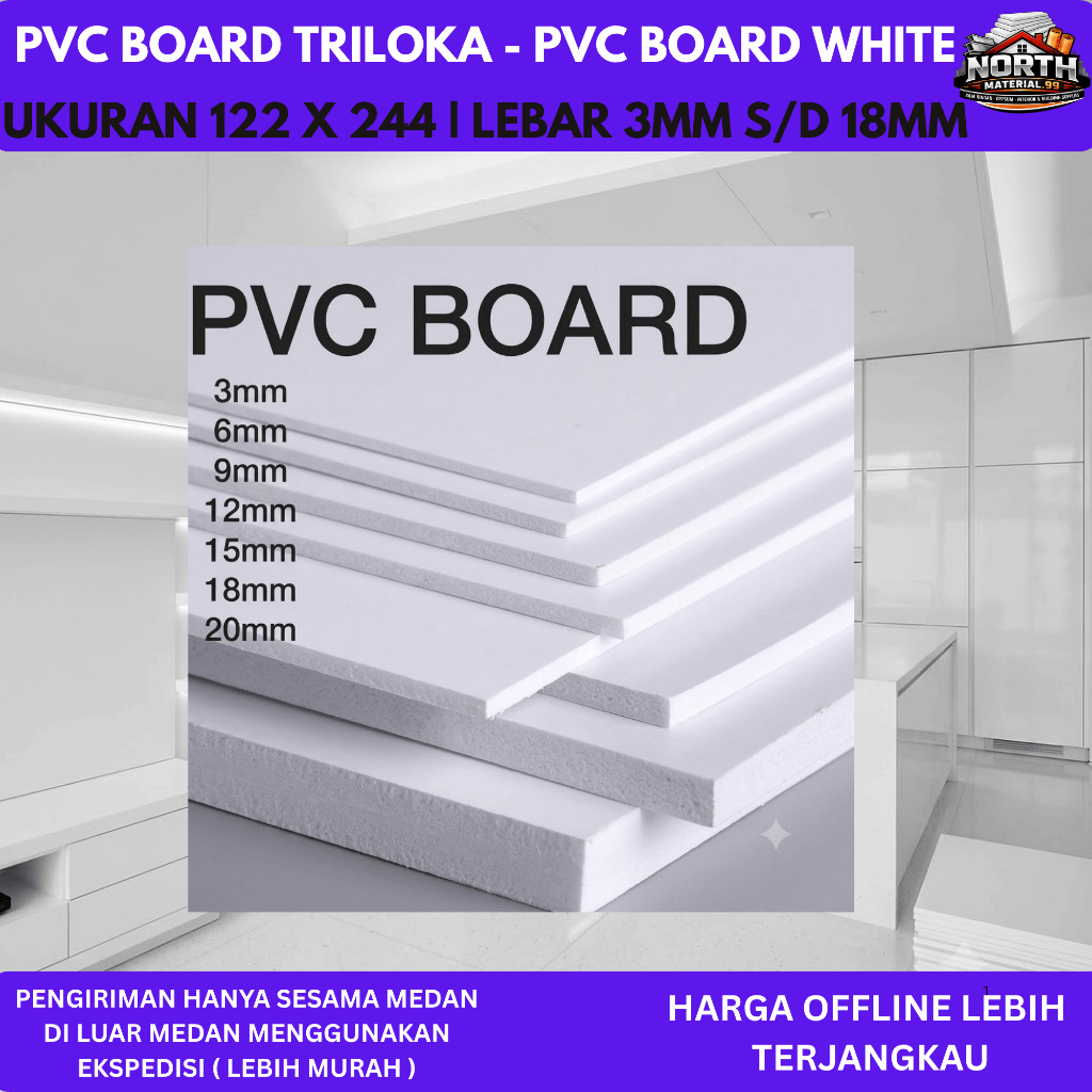 PVC Board / Foam Board - PVC Board Ukuran 122 x 244cm - PVC Board Lembaran PVC Foam Board White