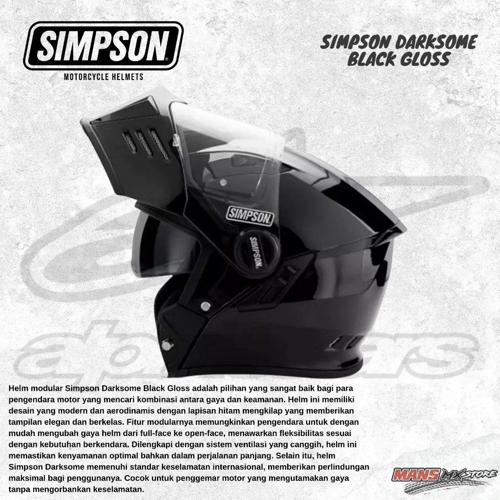 SIMPSON DARKSOME BLACK GLOSS HELM SIMPSON MODULAR ORIGINAL