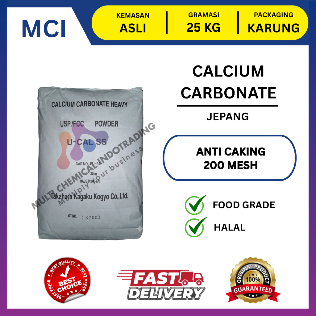 (KHUSUS GOSEND/INSTANT) CALCIUM CARBONATE FOOD GRADE CACO3 200 MESH - 1 BAG 25 KG