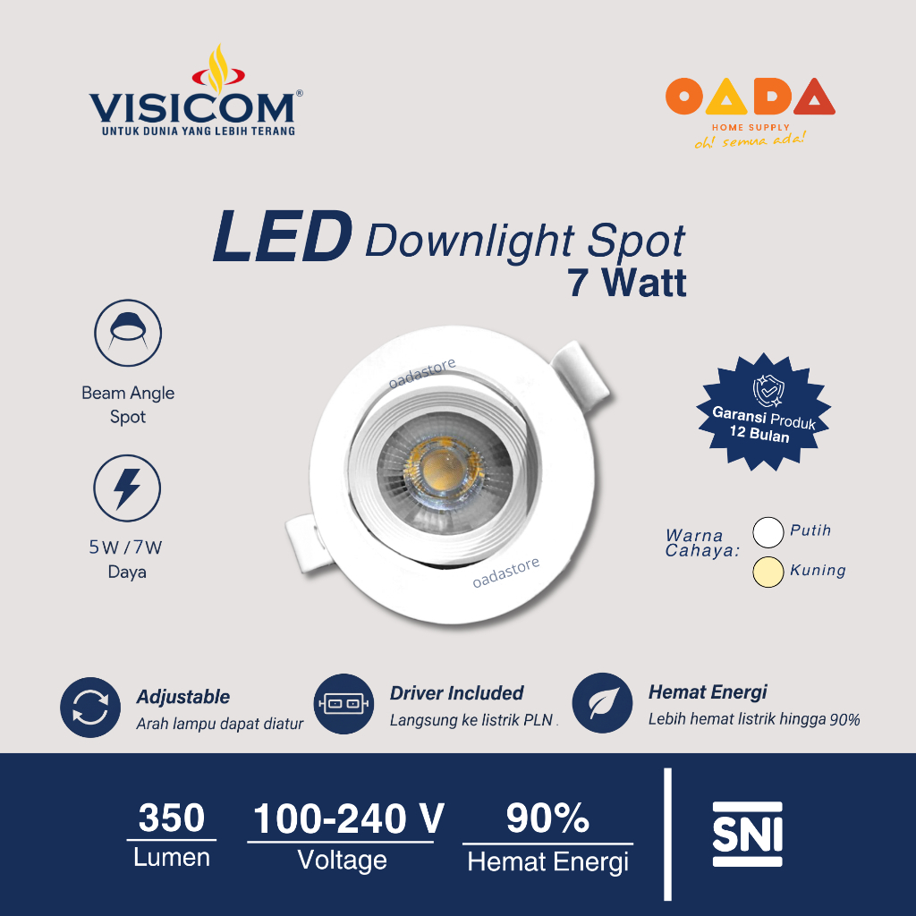 Lampu LED Downlight Spot 7W VISICOM