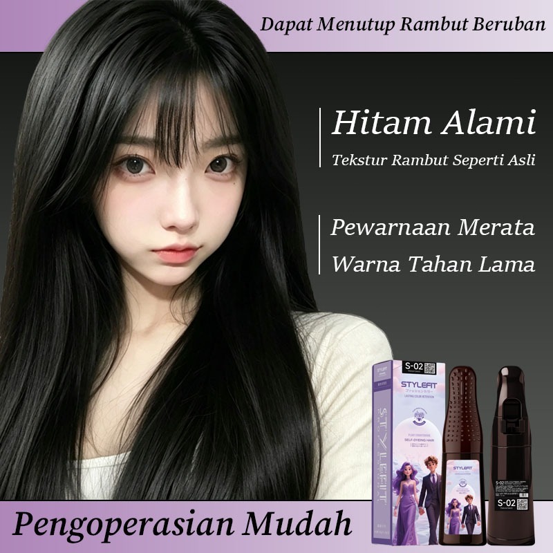 [Pengiriman Cepat]STYLE FIT Hair Color Alami Pewarna Rambut Herbal 200ml(Halal,Tanpa Amonia)Tanpa Bl