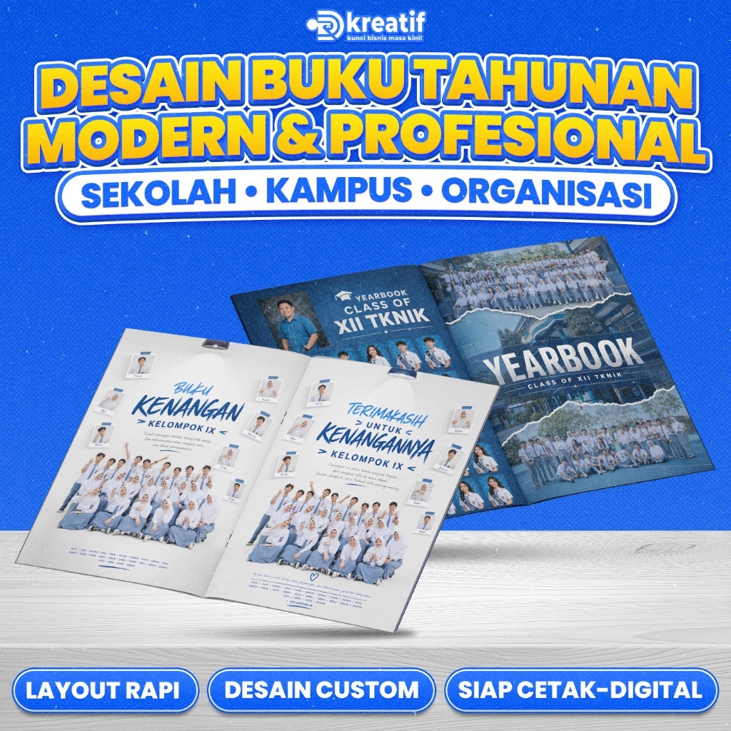 Jasa Desain Buku Tahunan Yearbook Sekolah Kampus Organisasi Profesional Siap Cetak - DR Kreatif