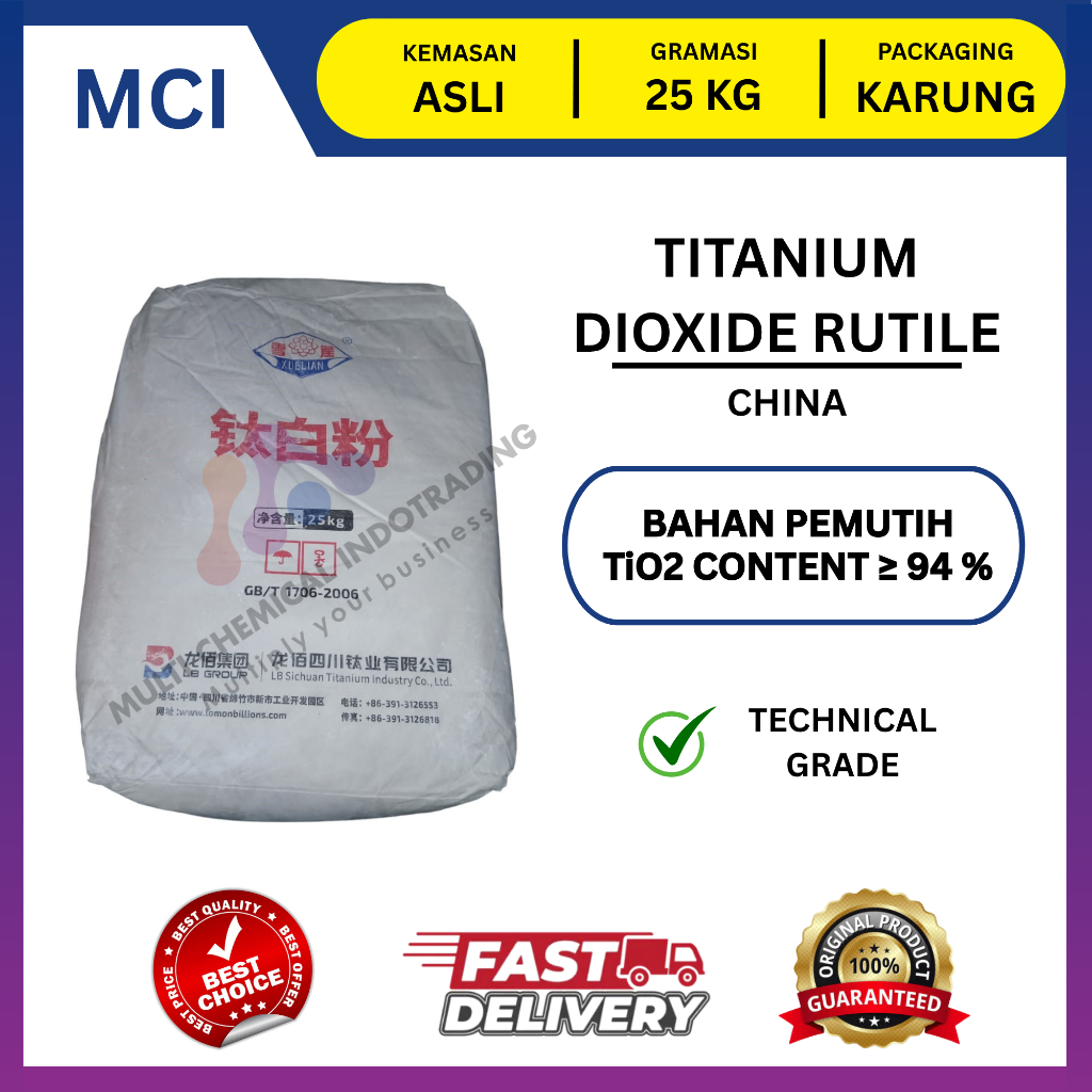 (KHUSUS GOSEND/INSTANT) TITANIUM DIOXIDE RUTILE / PEMUTIH TECHNICAL GRADE R-996 LOMON || 1 BAG 25 KG