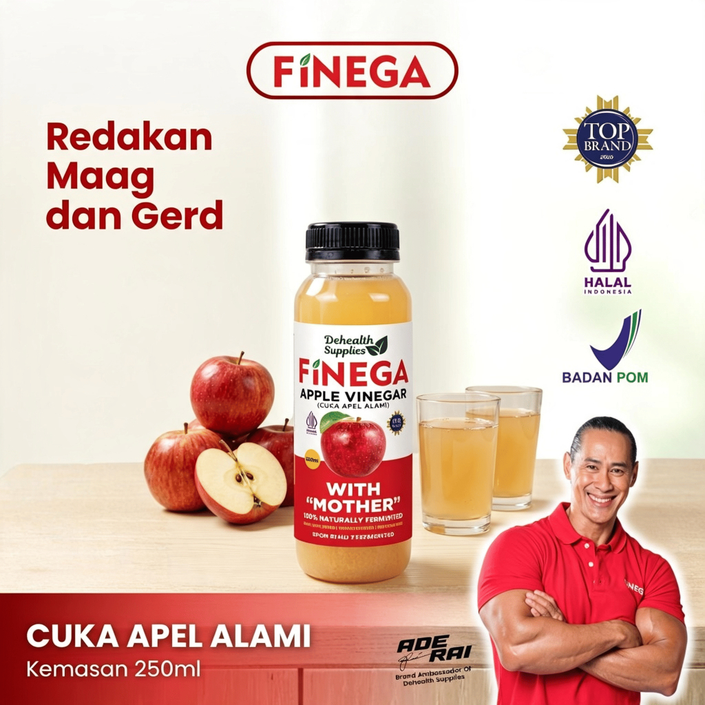 Finega Cuka Apel 250ml Kemasan Plastik - Redakan Maag dan Gerd