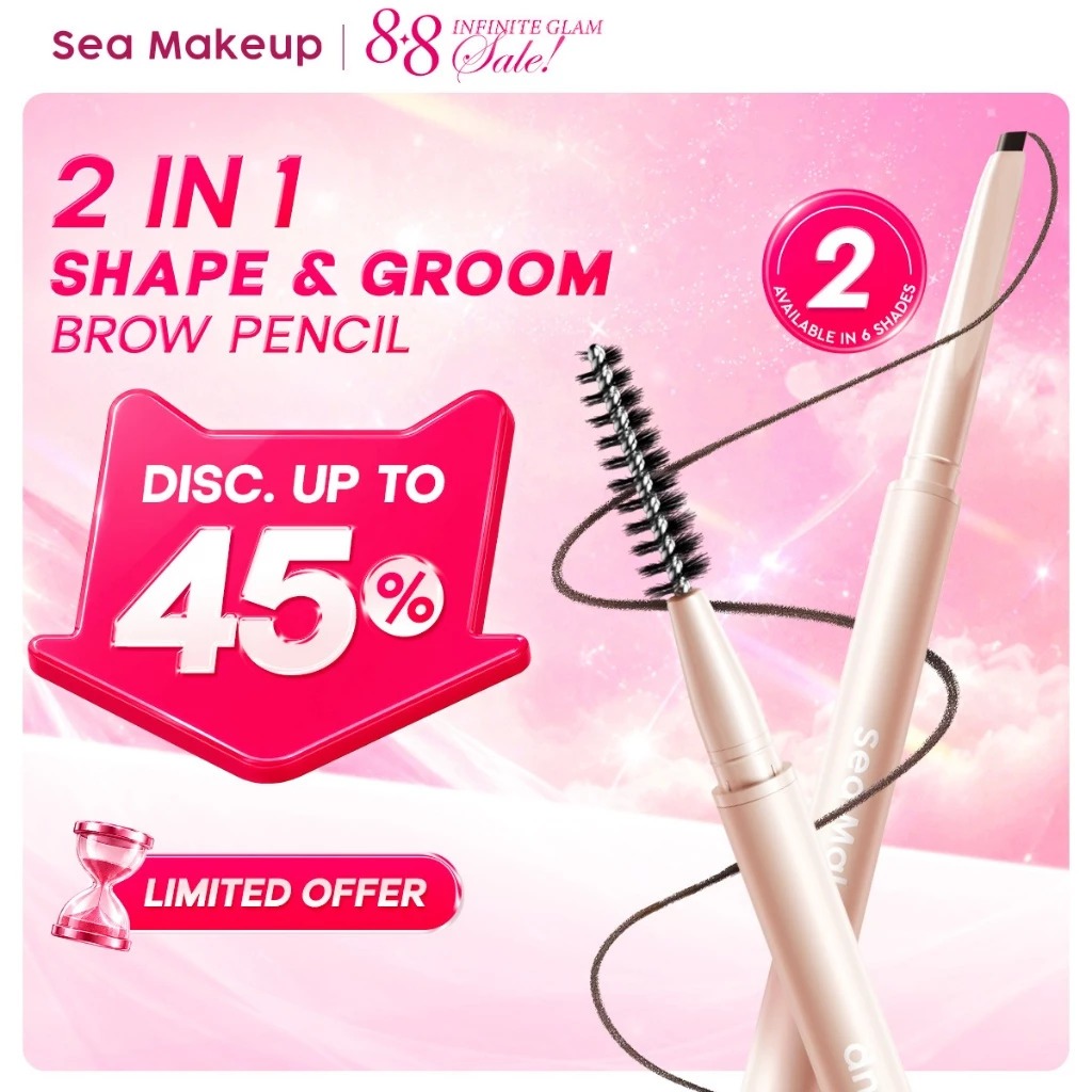 Sea Makeup Browstage Micro Pencil 2in1 – Pensil Alis Eyebrow Praktis dengan Spoolie untuk Alis Rapih