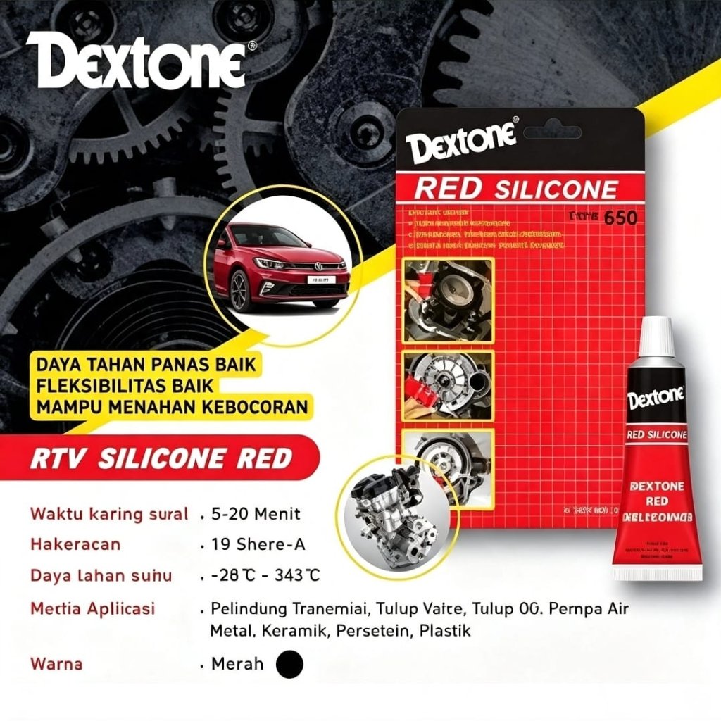 LEM GASKET SAMBUNGAN BLOK MESIN DEXTONE LEM GASKET PAKING MESIN MOTOR MOBIL TAHAN PANAS RTV HI TEMP