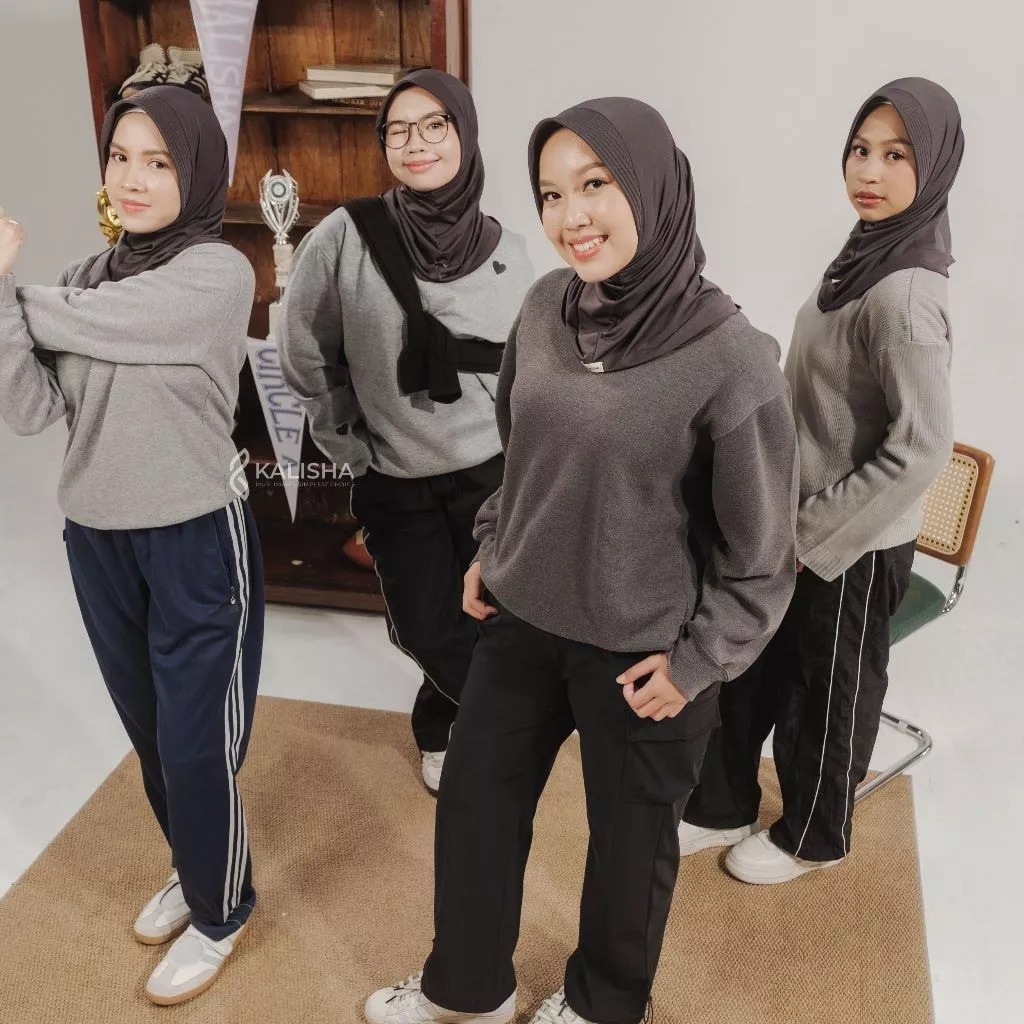 SHAMIRA X KALISHA - Jilbab Bergo Sport Nadira Jersey Premium | Hijab Instan Polos By Shamira Officia