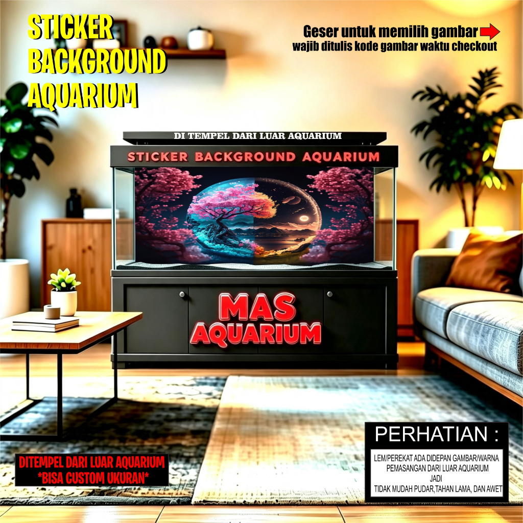STICKER BACKGROUND AQUARIUM,PEMASANGAN DARI LUAR AQUARIUM,WALLPAPER AQUARIUM,STICKER AQUARIUM,STICKE