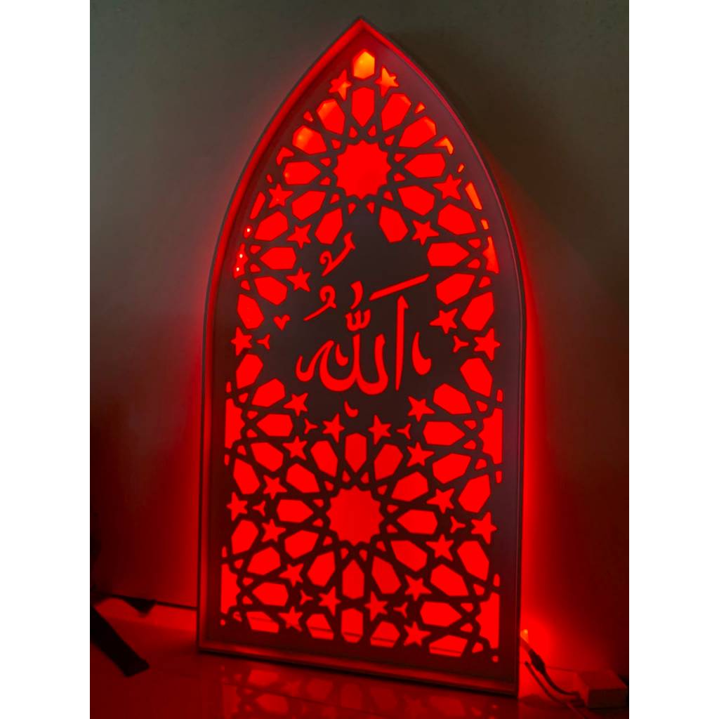 Ornamen PVC Foam Board Motif Minimalis + Lampu 40X80CM || Krawangan Panel Dinding Plavon Tebal 3mm