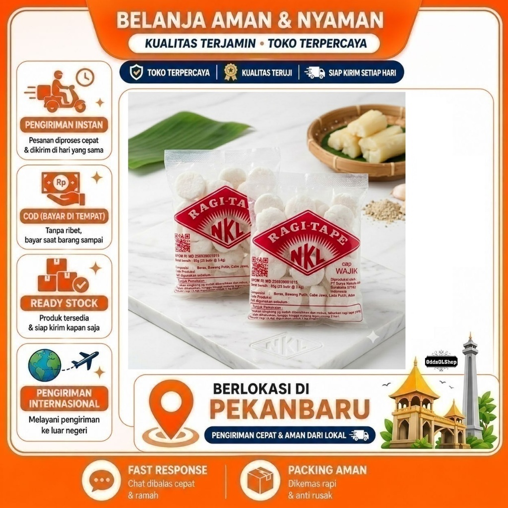 Ragi Tape NKL Cap Wajik 85 gr Isi 25 Butir, Praktis, Mudah Digunakan, Tidak Perlu Gula Tambahan, COD