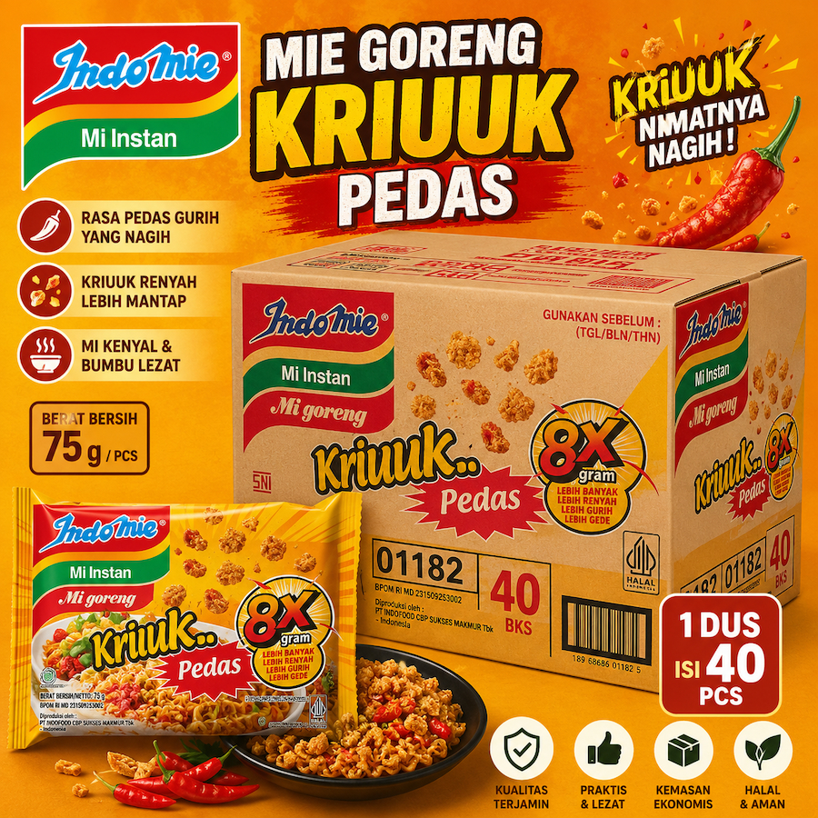 Indomie goreng kriuk 1 dus isi 40 bungkus / Indomie kriuk 1 dus murah
