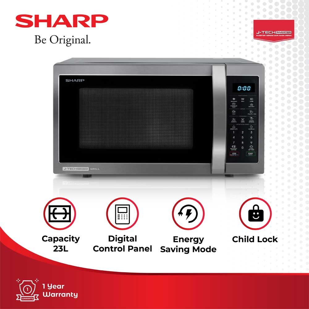 Microwave SHARP R650GXBS 23 Liter Microwave Grill J-Tech Inverter Oven R-650GX(BS)