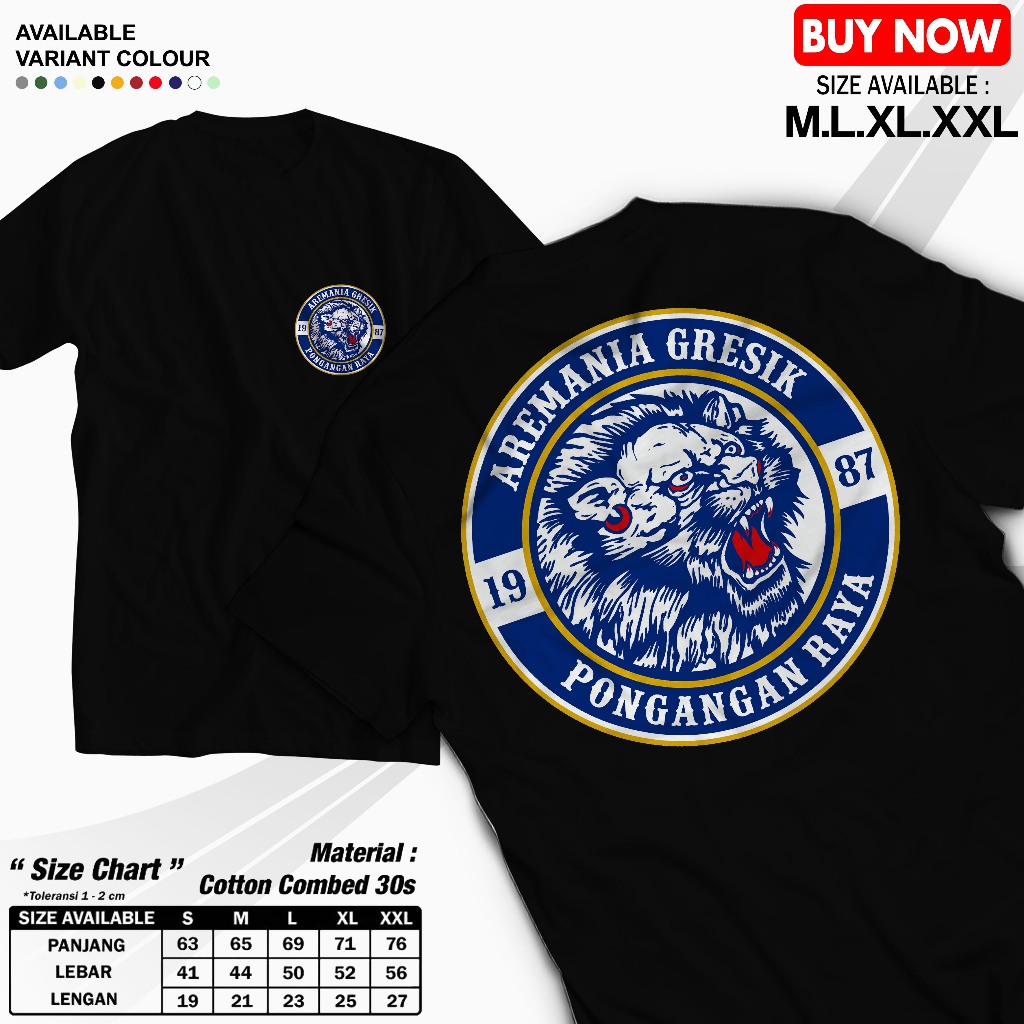 Tshirt AREMANIA GRESIK Kaos Aremania Pria Wanita Lengan Pendek