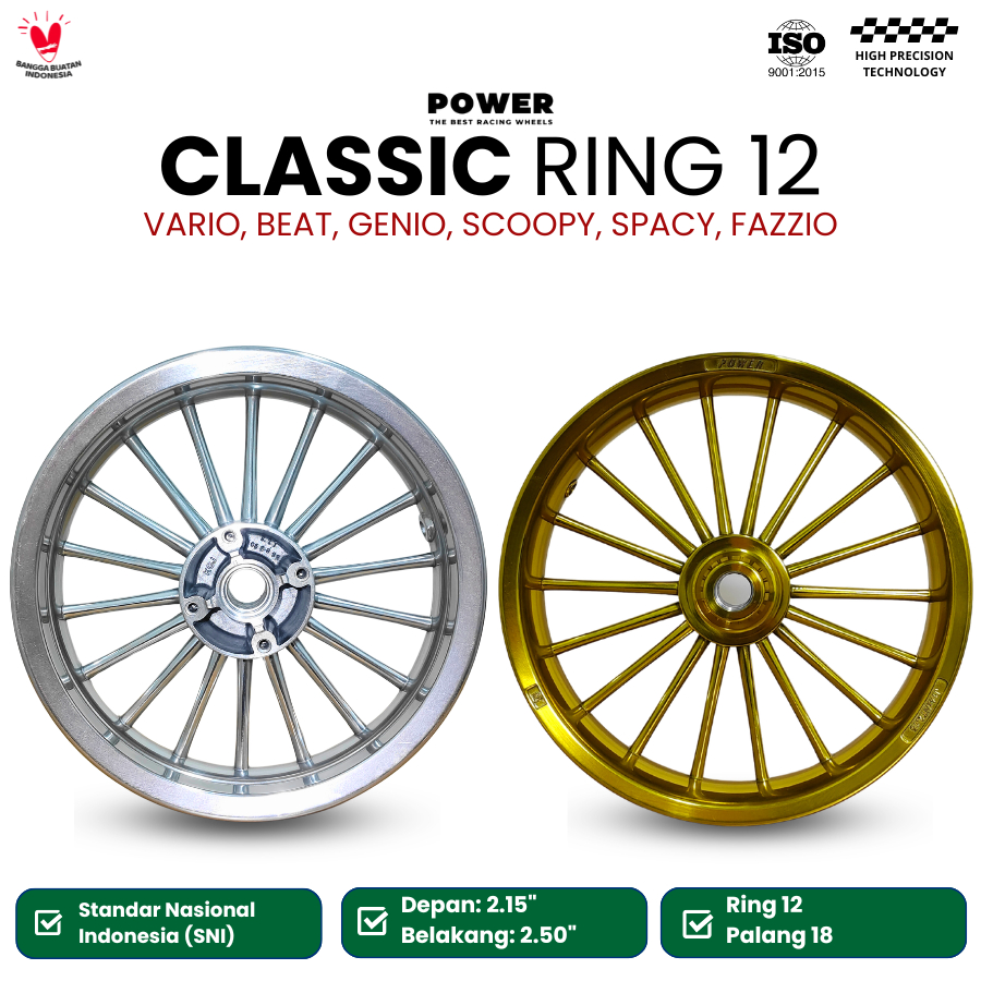 VELG CLASSIC RING 12 VARIO SCOOPY BEAT GENIO FAZZIO | VELG RACING MERK POWER