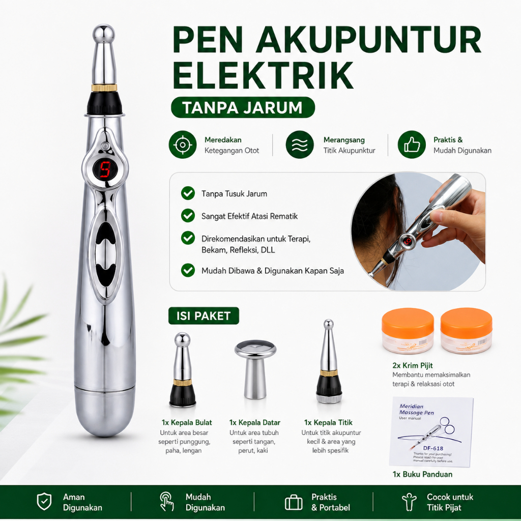 PEN AKUPUNTUR ELEKTRIK ALAT PIJAT REFLEKSI ALAT AKUPUNTUR ELEKTRIK ALAT TERAPI REFLEKSI ELEKTRIK GEL
