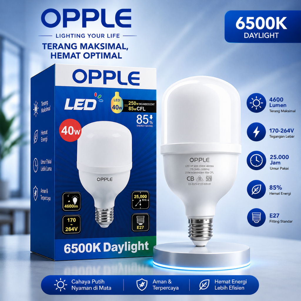 Lampu Led Opple HPB 40watt 6500K 4000Lm putih