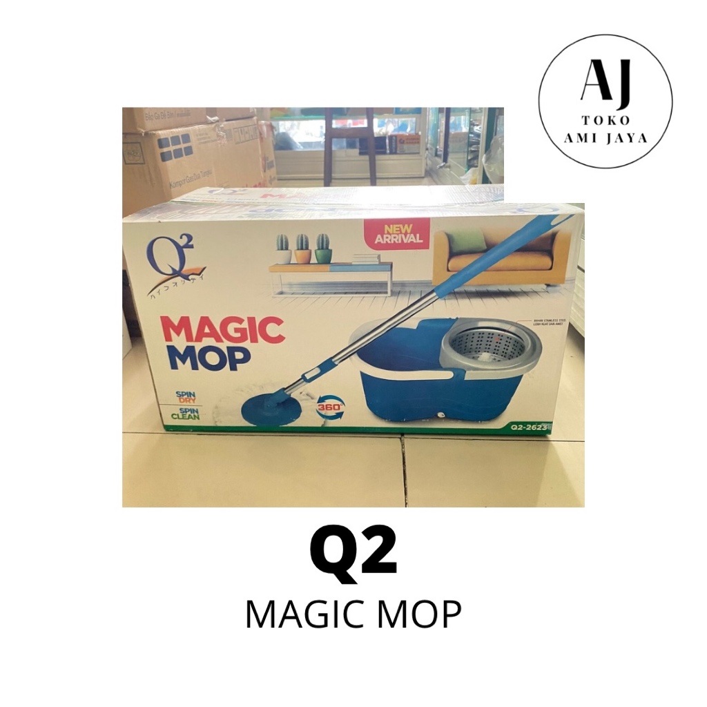 Q2 Magic Mop Q2-2623 Pelangi Floor Mop dengan Bucket Spin Dry Spin Clean 360