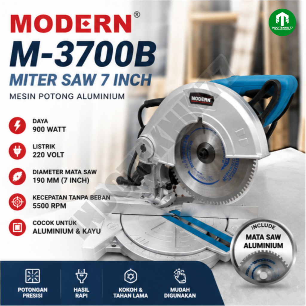 Modern M-3700B / Mitersaw Modern M 3700 B / Mesin Potong Aluminium Miter Saw 7 inch Modern M3700B