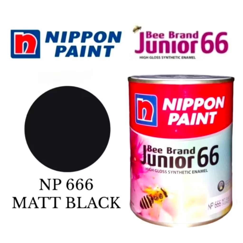 CAT BEE BRAND JUNIOR 66.  0.8 LITER NO NP 666 MATT BLACK CAT HITAM DOFF MINYAK DAN KAYU BB JUNIOR