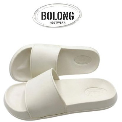 BOLONG FOOTWEAR - Sandal Slop Unisex Putih Polos Upper Lock