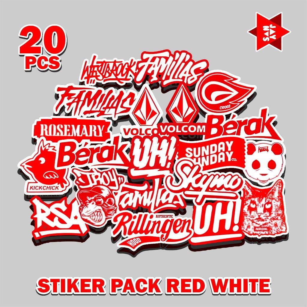 P40 STIKER PACK RED WHITE TERBARU KEREN STIKER HELM LAPTOP THUMBLER STIKER PACK FAMILIAS SKYMO RSA R