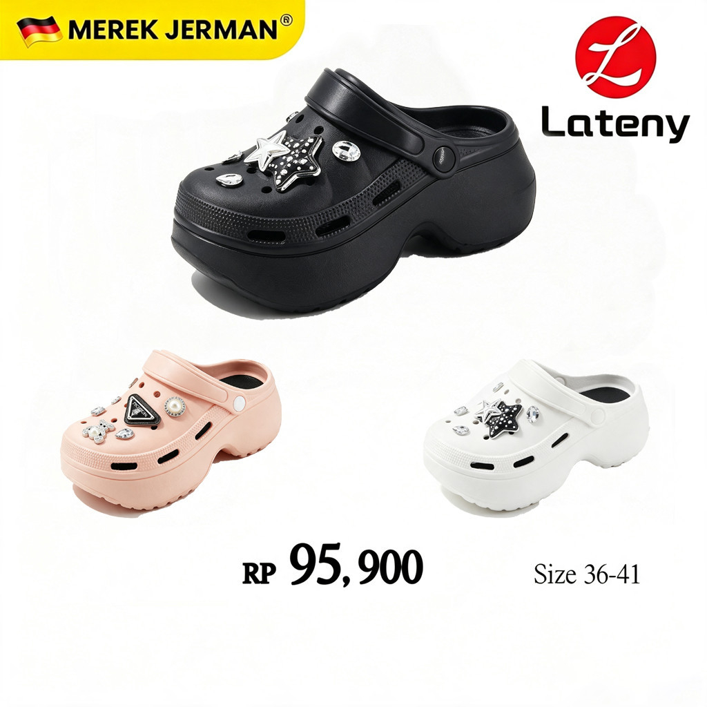 Lateny Sandal Kodok Dewasa Wanita Kekinian Sandal Fuji Sandal Baim Wedges sandal Jelly Anti-selip