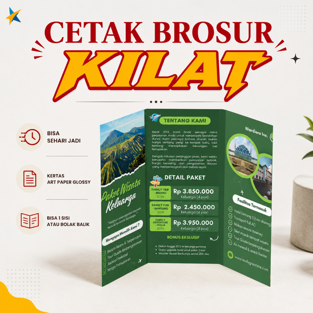 Cetak Brosur A4 Sehari Jadi | Print Brosur A4 Art Paper | Cetak brosur Express