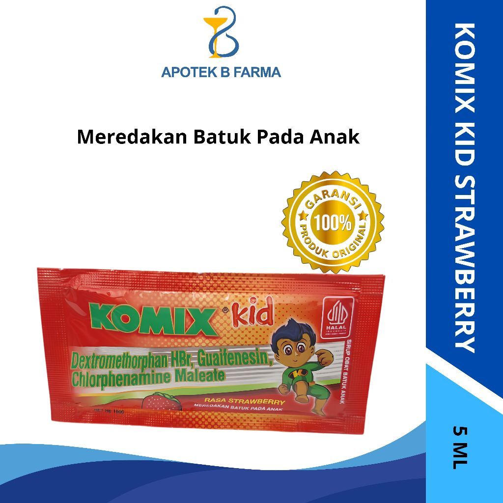 Komix Kid Rasa Strawberry 1 Sachet 5 ml / herbal Untuk Batuk Pada Anak