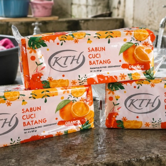 KTH Sabun wangi  untuk Cuci Baju wangi Orange isi 4 batang x 50 gr per pack
