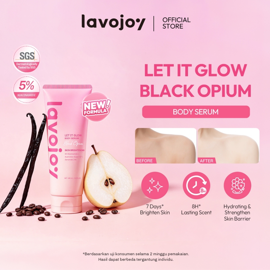 Lavojoy Let It Glow Black Opium Body Serum Skin Brightening Upgraded Version | Body Lotion Untuk Mencerahkan Dan Melembabkan Kulit Dengan Niacinamide + Ceramide + Vitamin E