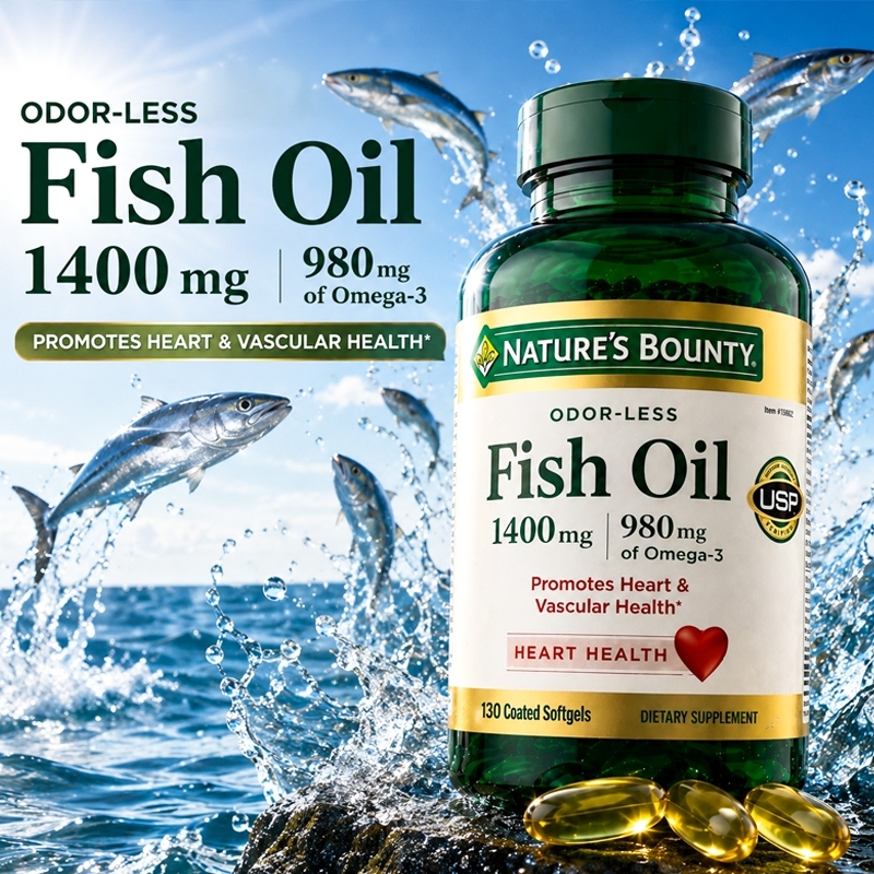 Nature's Bounty Fish Oil 1400mg 130 Softgels | Omega-3 EPA DHA | Heart Health