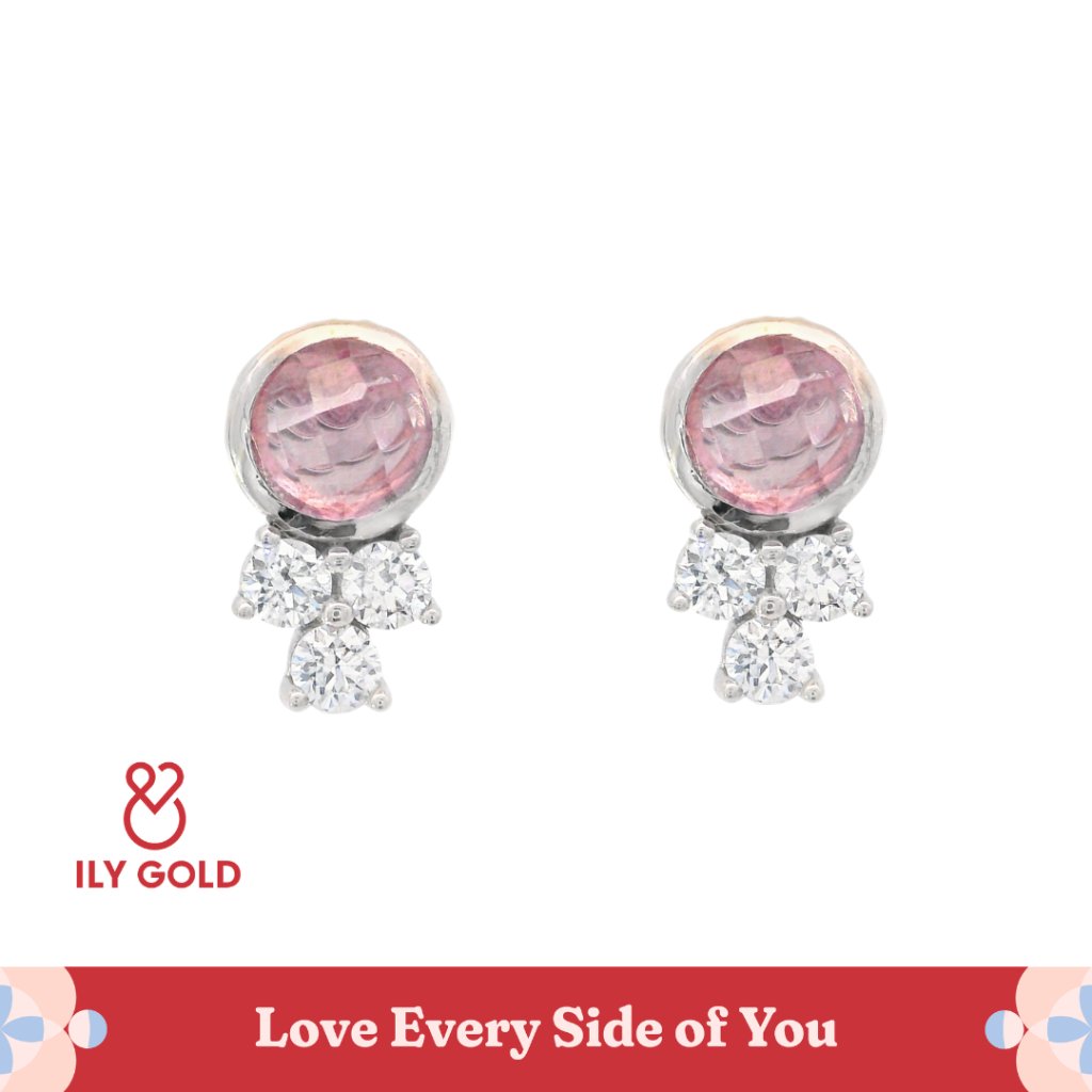ILY GOLD Pink Theory - Bazel Earring / Anting 9K