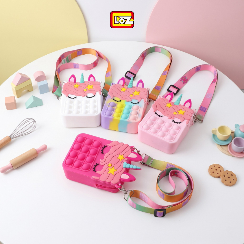 Tas Pop It Wallet Unicorn Cross Bag Tas Anak Pop It Mini Sling Bag