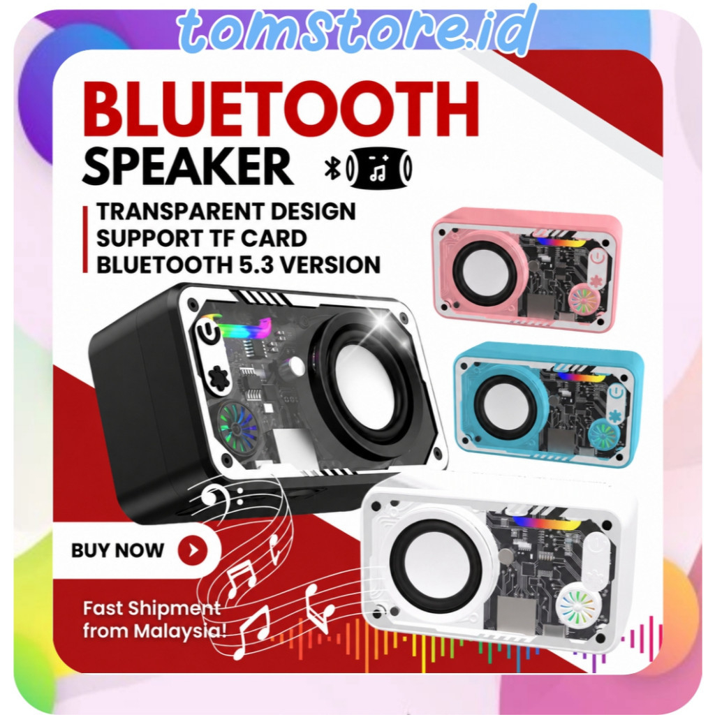 TOMSTORE Portable TWS RGB V8 Lights Heavy Bass Music Battery Power Sound Box V8 V1 Boombox Wireless 