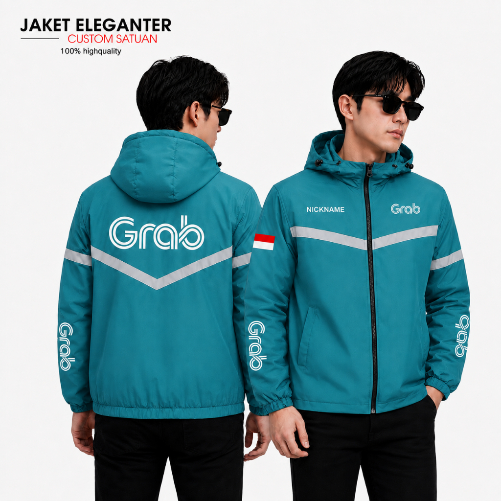 Jaket Driver GRAB Parasut Scotlight Full Hoodie Wf