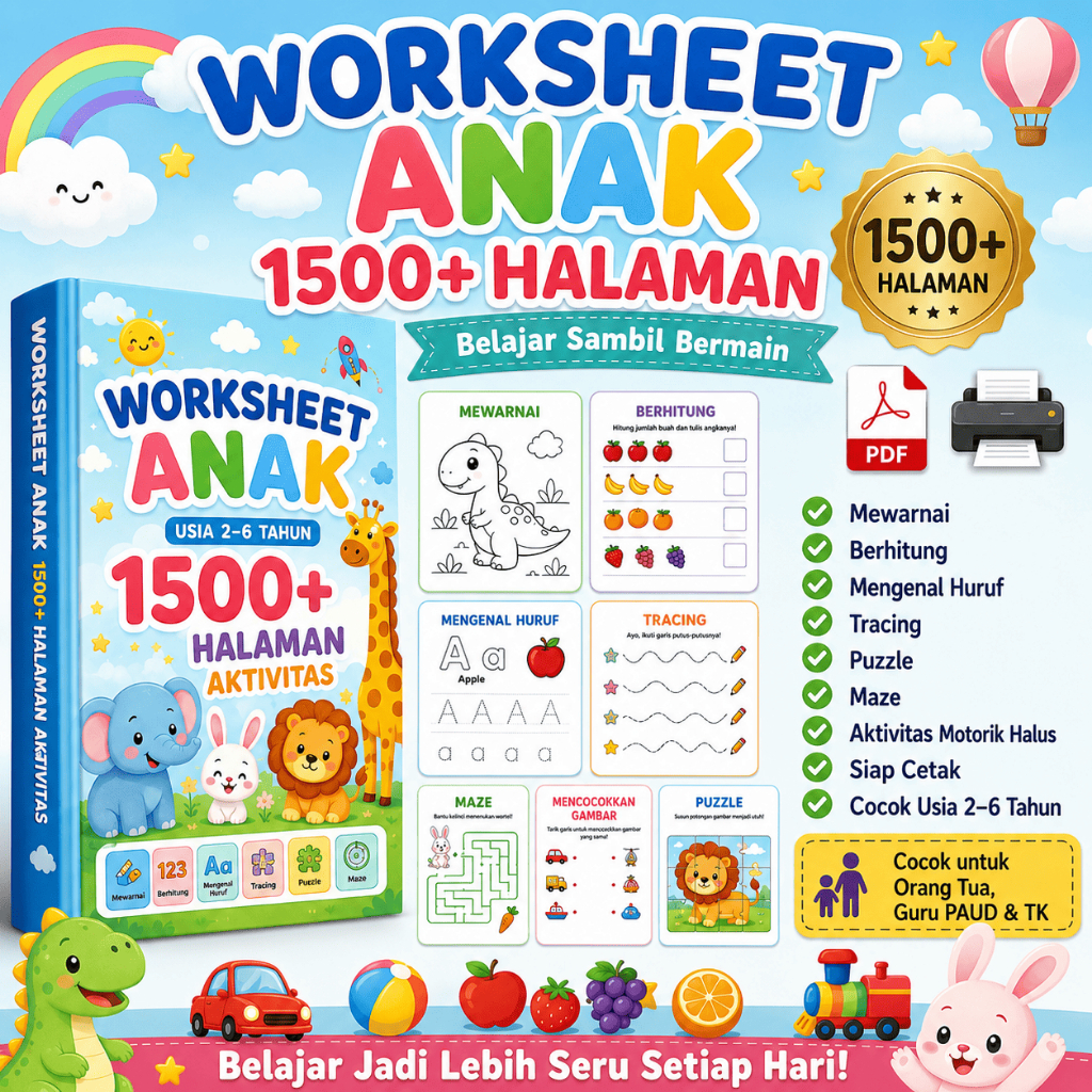 1500 HALAMAN WORKSHEET ANAK PRINTABLE
