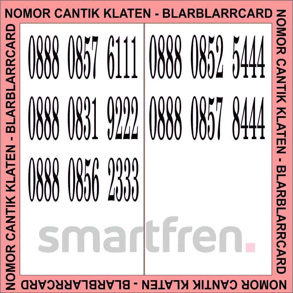 Perdana Nomer - Nomor Cantik Smartfren Prabayar Double Triple 0888 08XX 111 222 333 444
