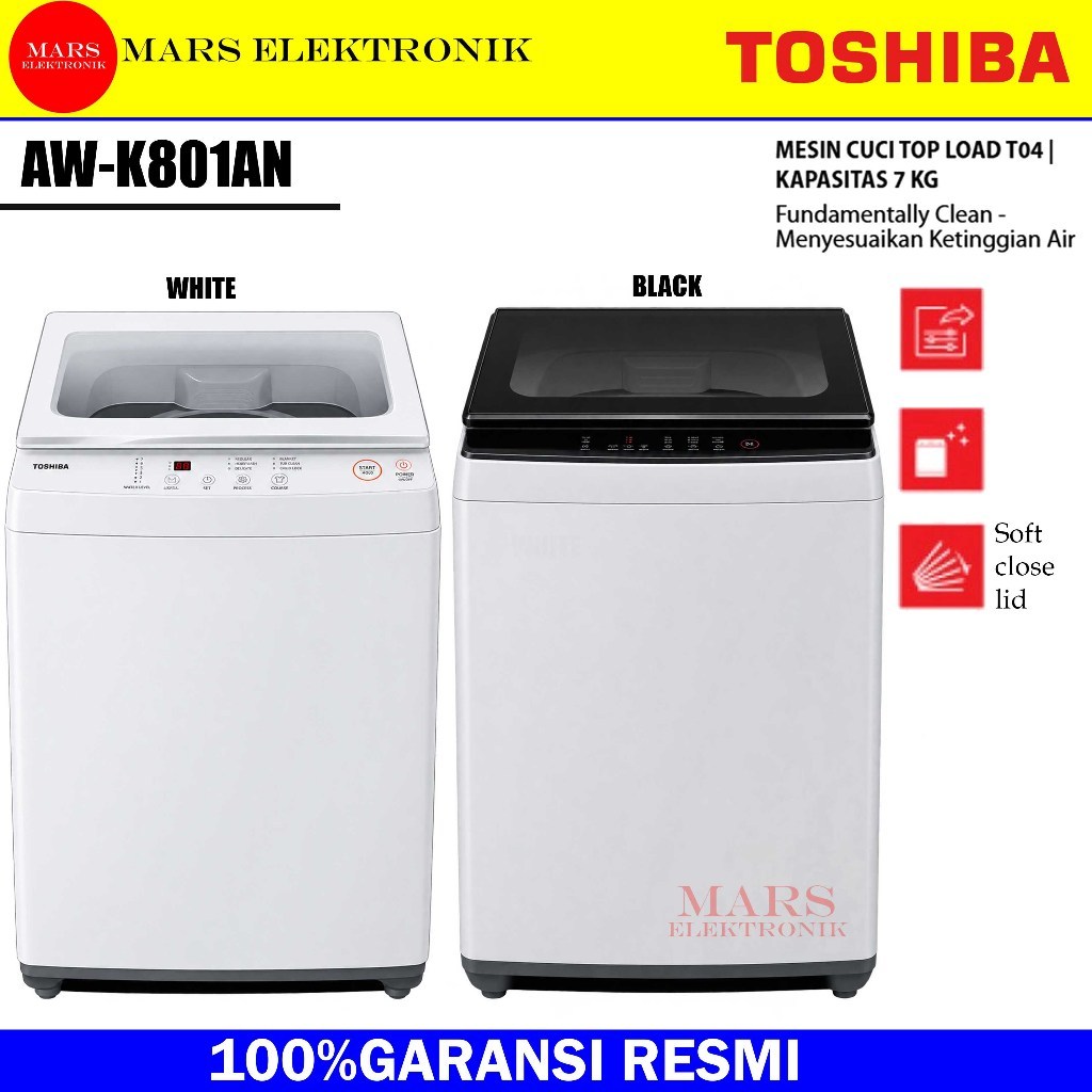 Toshiba AW-K801AN Mesin Cuci Top Loading 1 Tabung